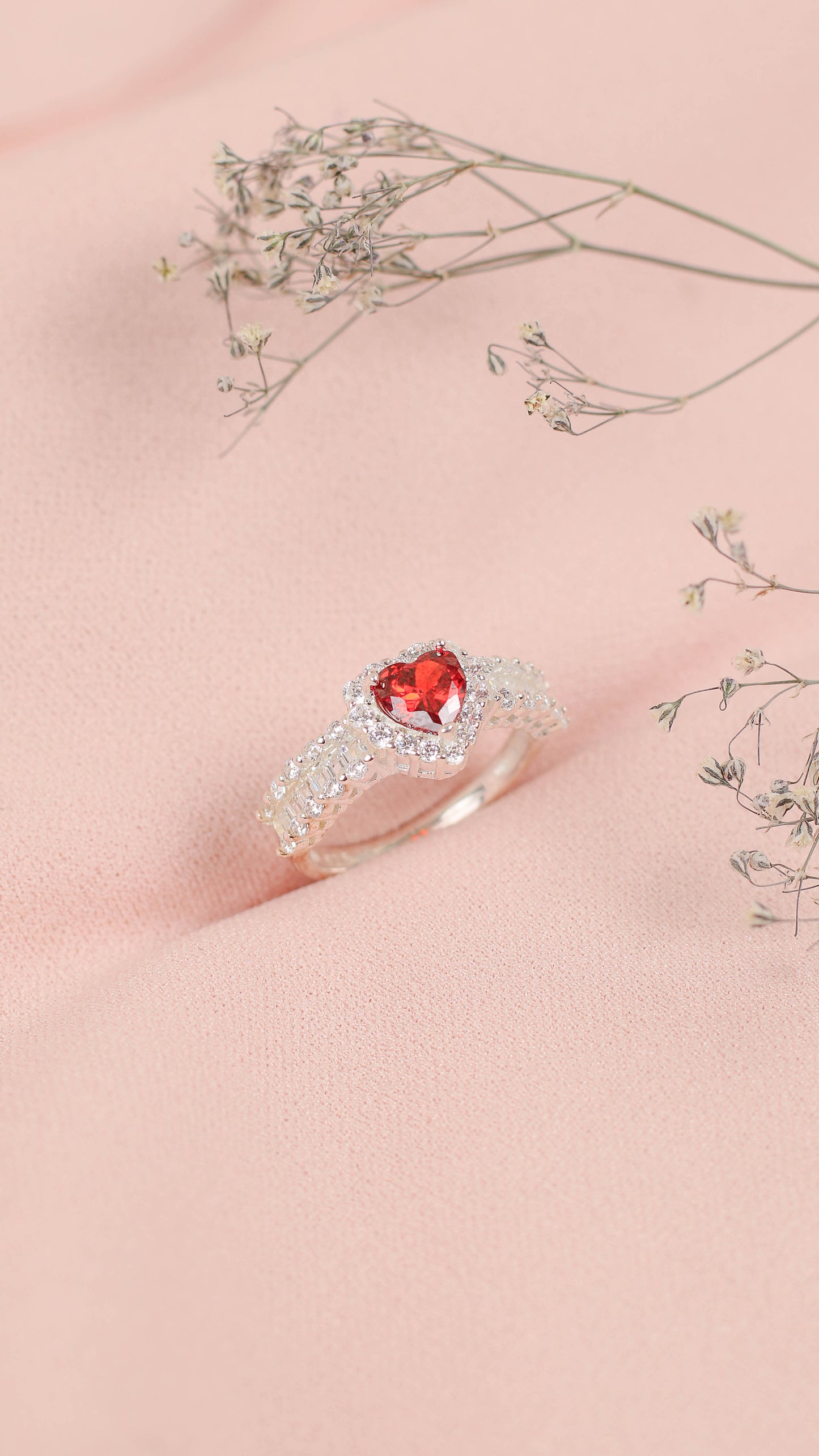Anillo promesa corazon con mini circones - Plata