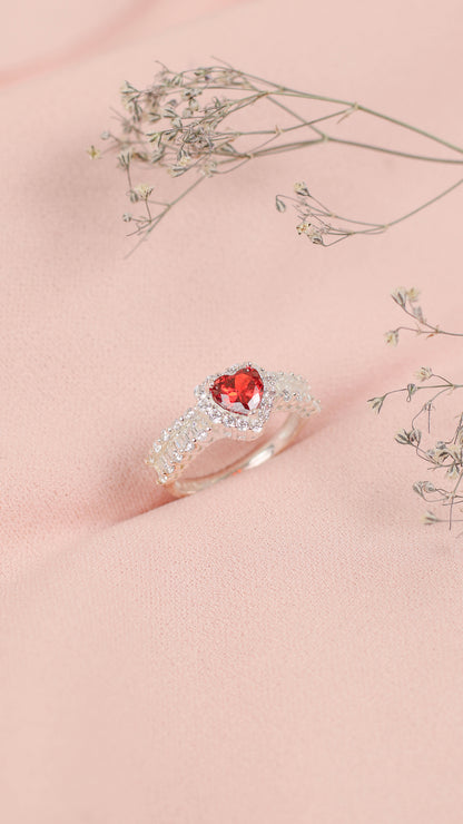 Anillo promesa corazon con mini circones - Plata