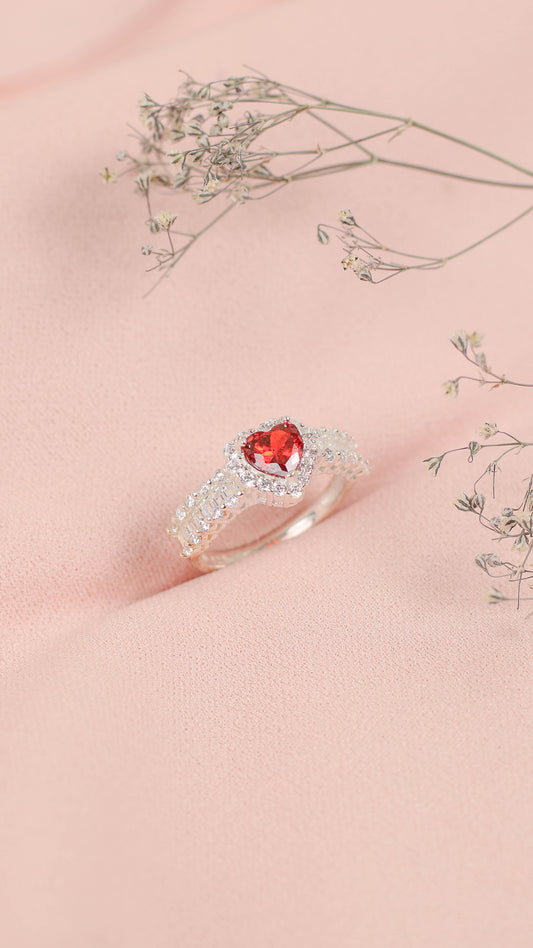 Anillo promesa corazon con mini circones - Plata