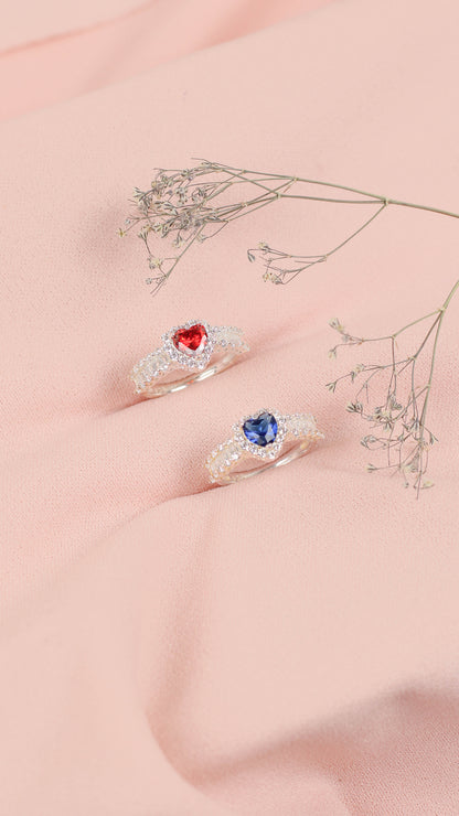 Anillo promesa corazon con mini circones - Plata