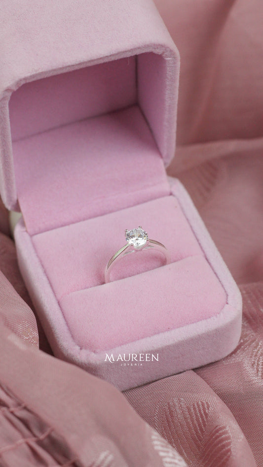 Anillo de compromiso liso calado en el circon - Plata