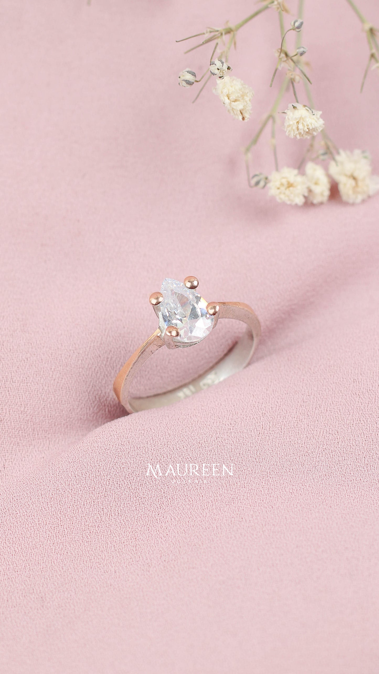 Anillo promesa gota circon-Plata/oro