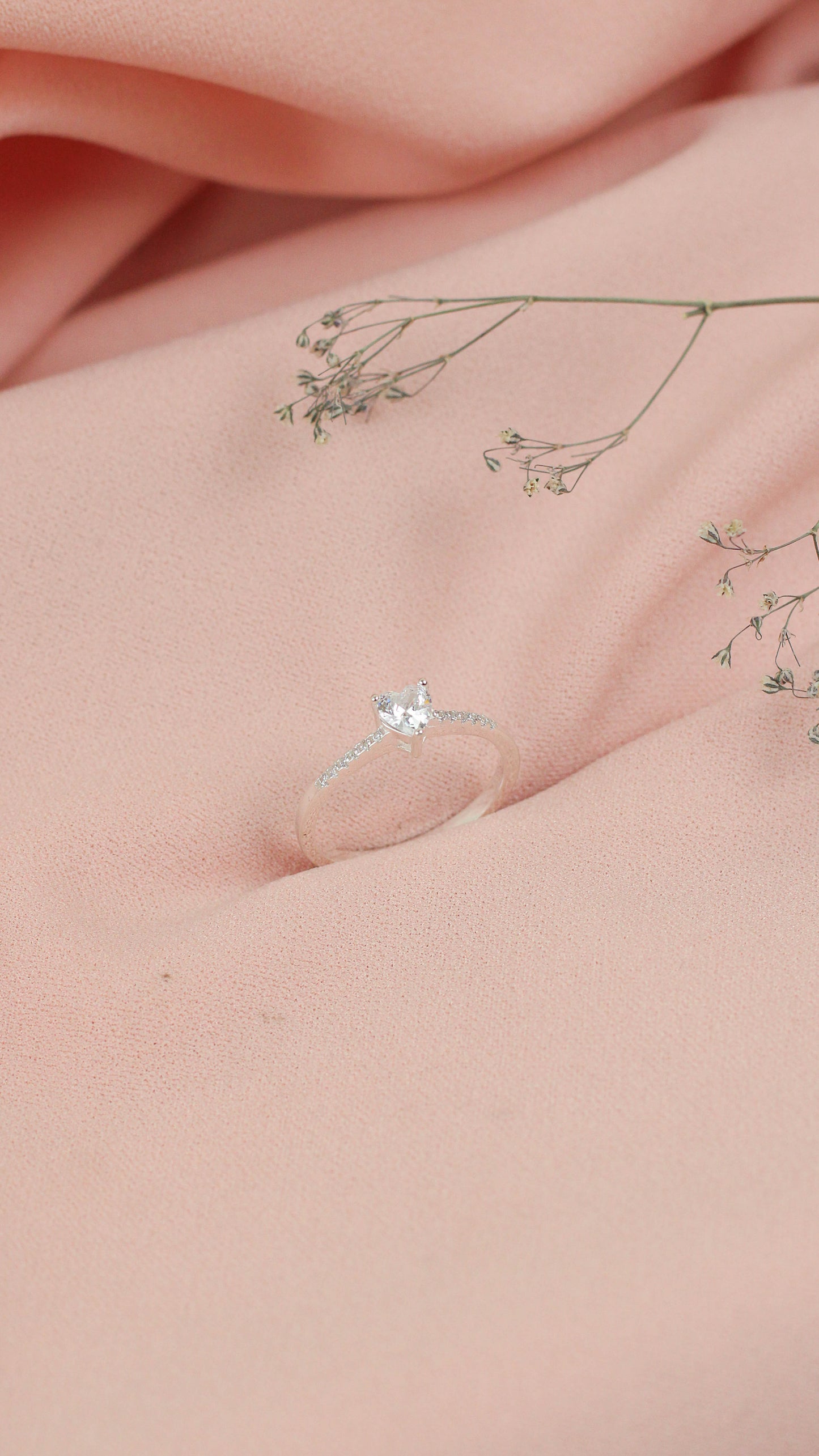 Anillo promesa corazon circones - Plata