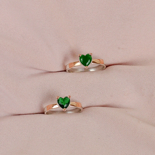 Anillo de promesa corazón piedra verde - Plata/Oro