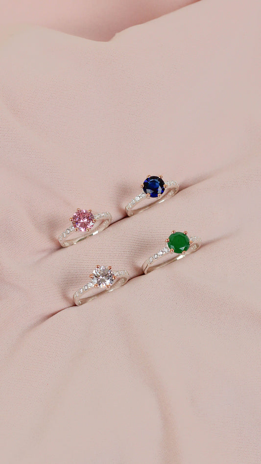 AAnillo promesa circones al lados engastado - Plata/Oro