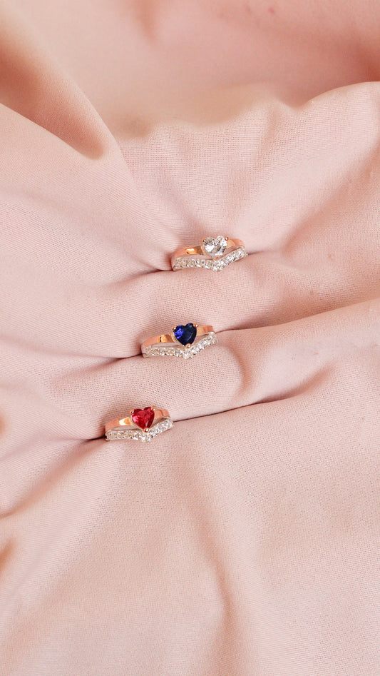 Anillo promesa corte princesa corazon - Plata/Oro