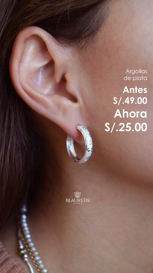 Argolla diamantada canoa - Plata