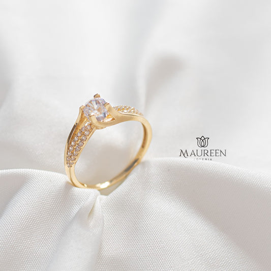 Anillo de compromiso entrelazado con circones - Oro
