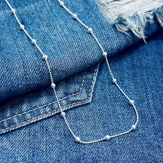 Cadena rosario de bolas - plata