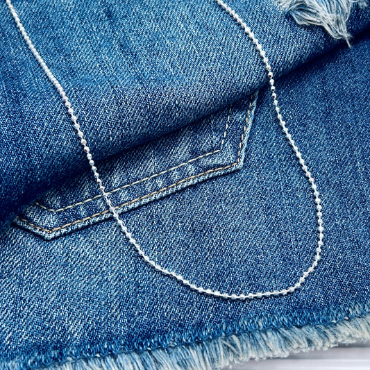 Cadena bolitas con laterales planas - plata