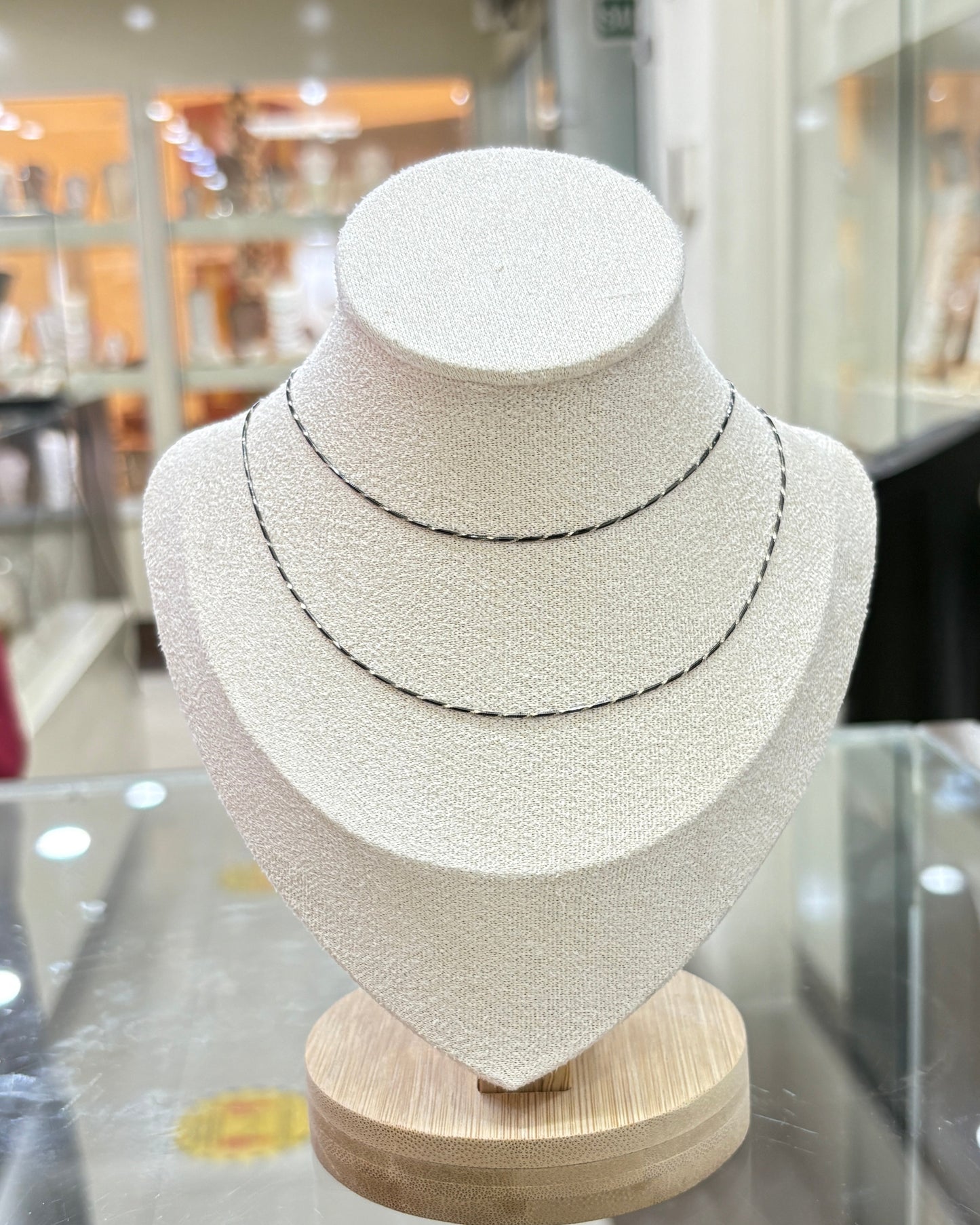 Cadena rayada - Plata Quemada
