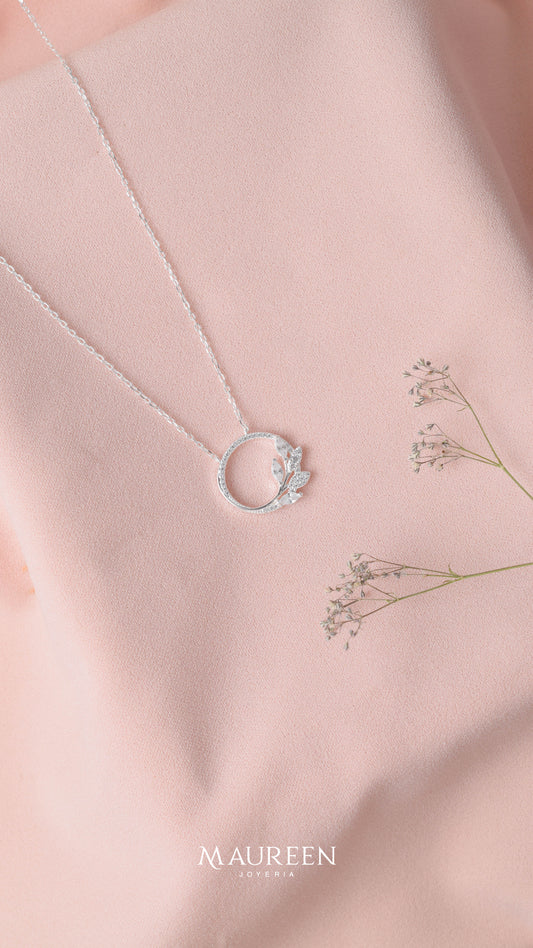 Collar rama con mini circones  - Plata