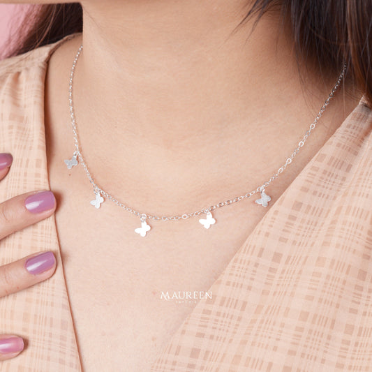 Collar con dijes 5 mariposas - Plata