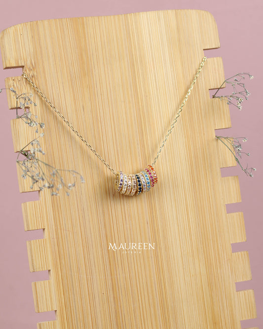Collar aros de circones piedras - Plata/Oro