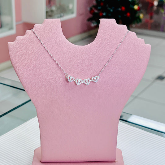 Collar convertible corazones trebol - Plata