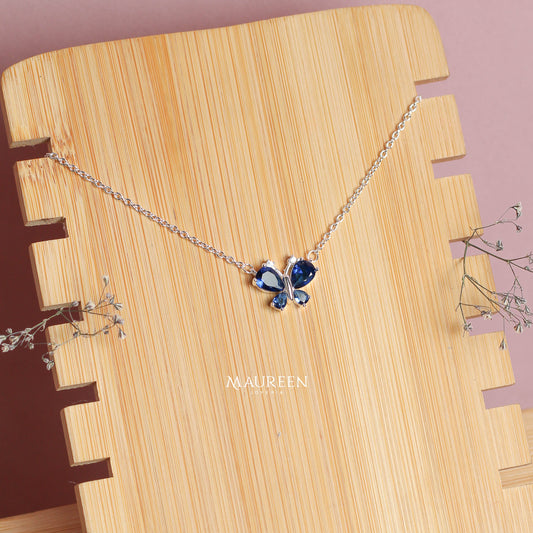 Collar mariposa piedra zafiro - Plata