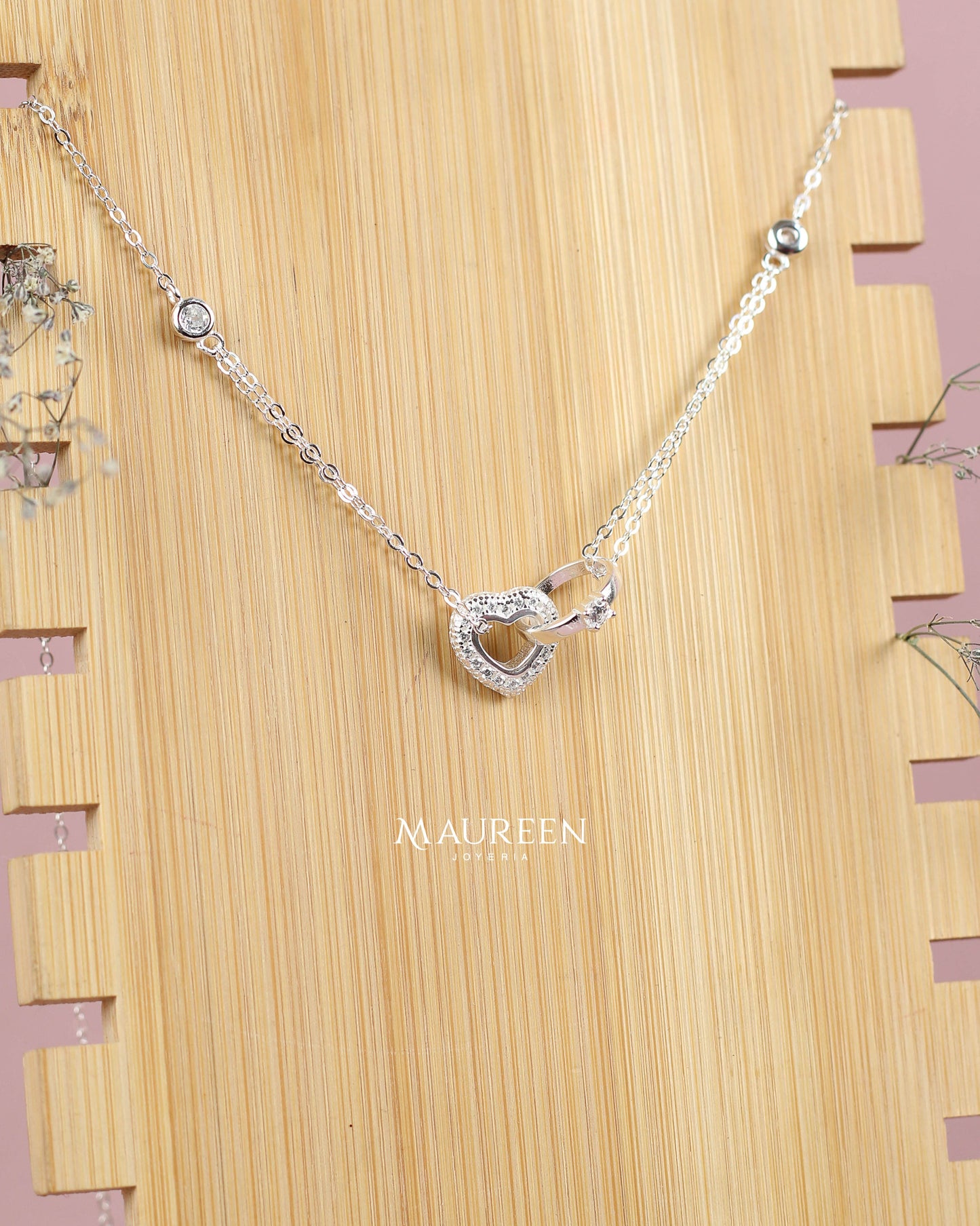 Collar corazón y  anillo de compromiso - Plata