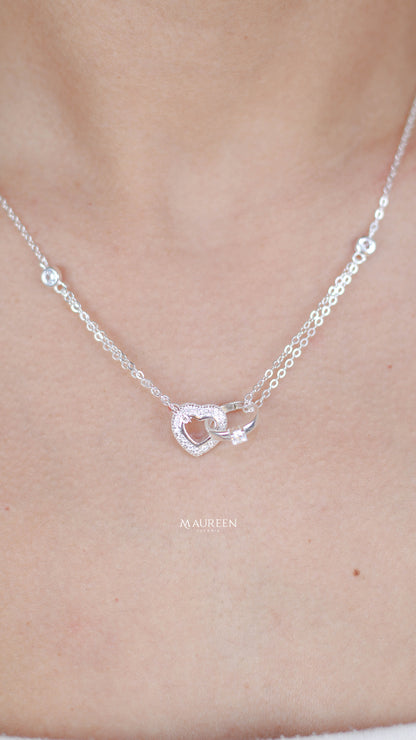 Collar corazón y  anillo de compromiso - Plata