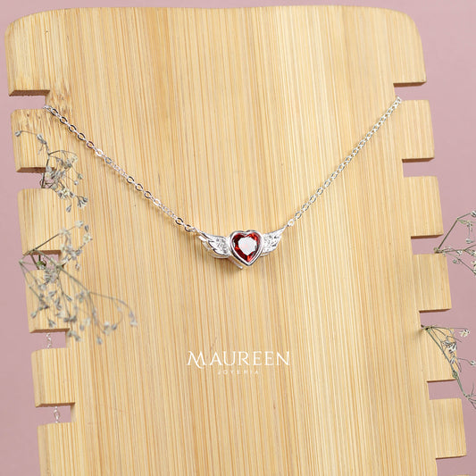 Collar corazon con alas - Plata