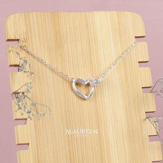 Collar corazon y aro entrelazados - Plata