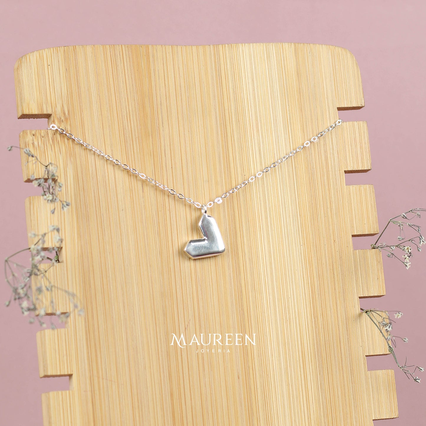 Collar corazón ladeado - Plata