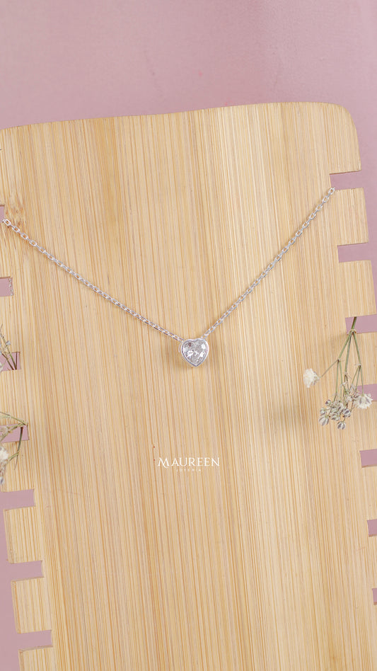 Collar corazon punto luz pasante - Plata