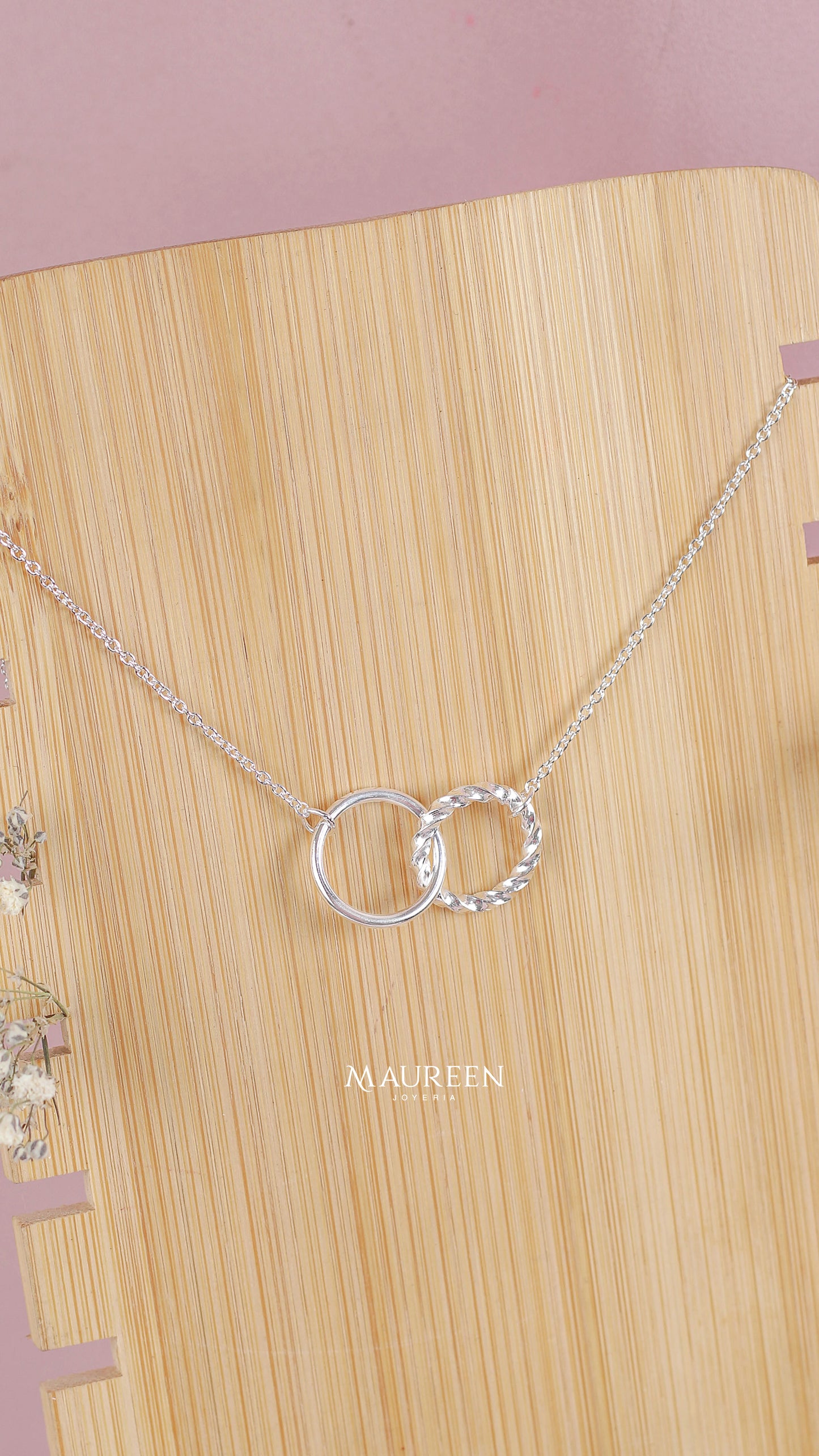 Collar aro enroscado y aro liso crusados - Plata