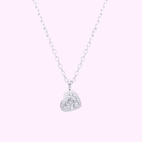 Collar mini corazon circones  - Plata