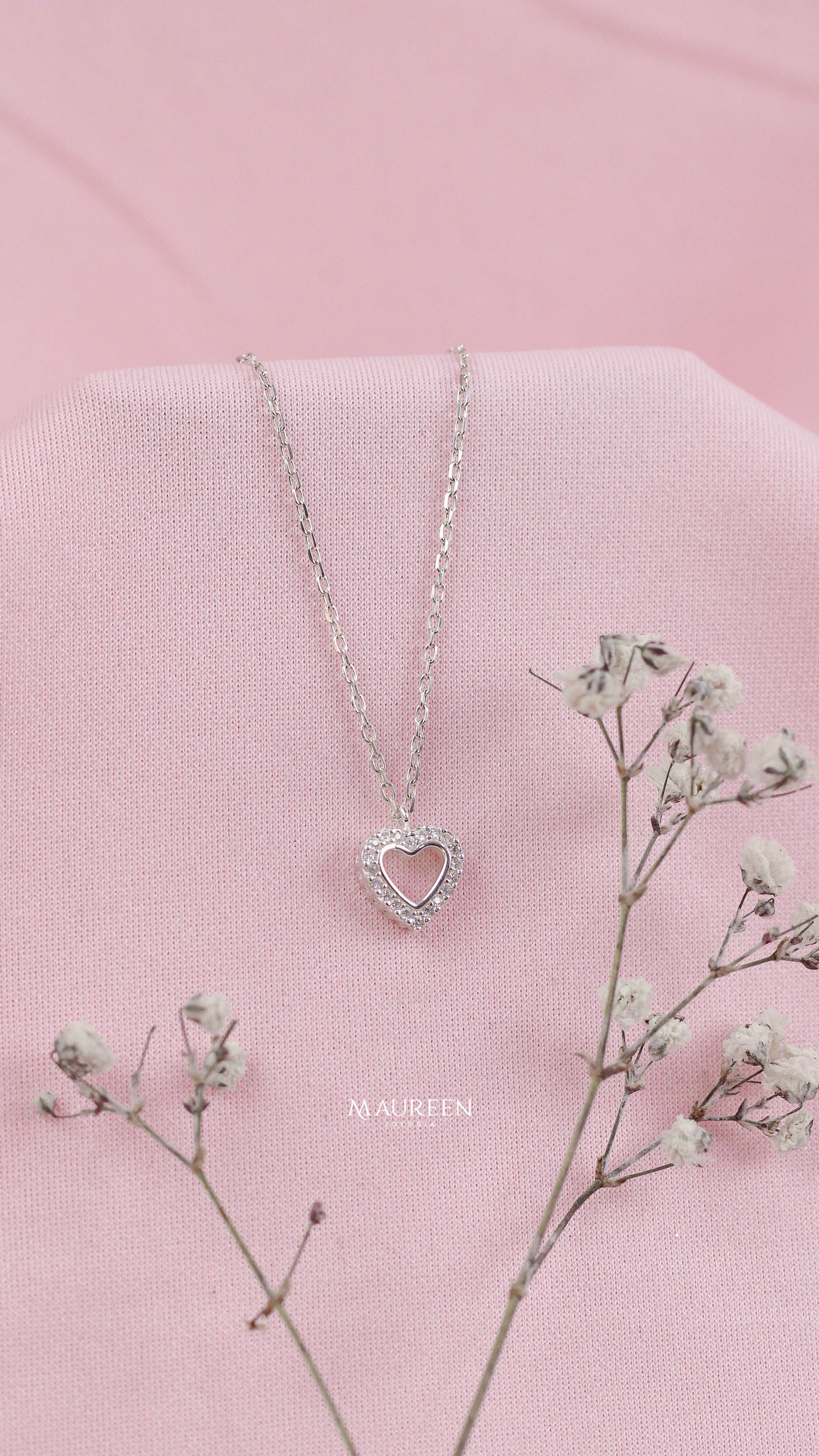 Collar corazon de circones - Plata