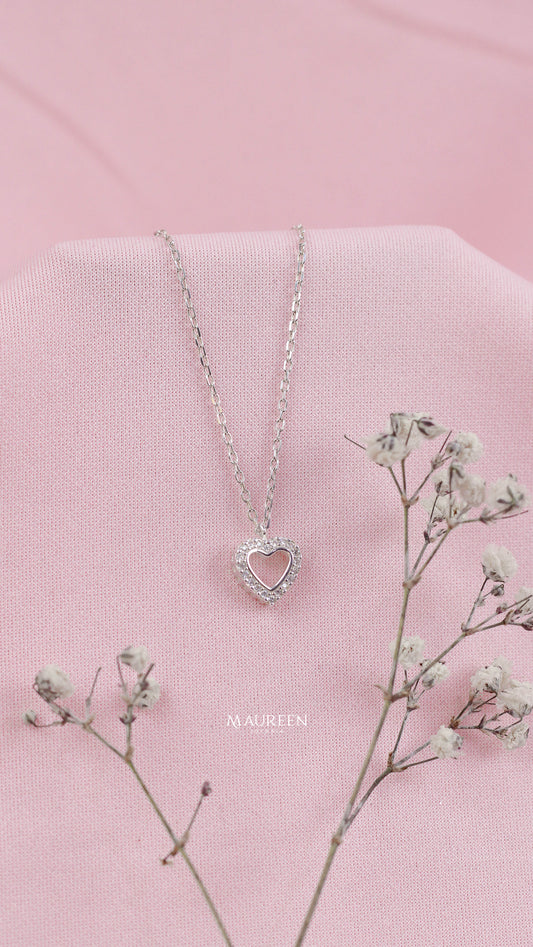 Collar corazon de circones - Plata