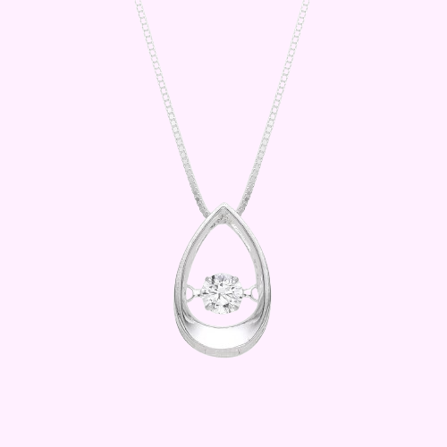 Collar gota con circon movible  - Plata