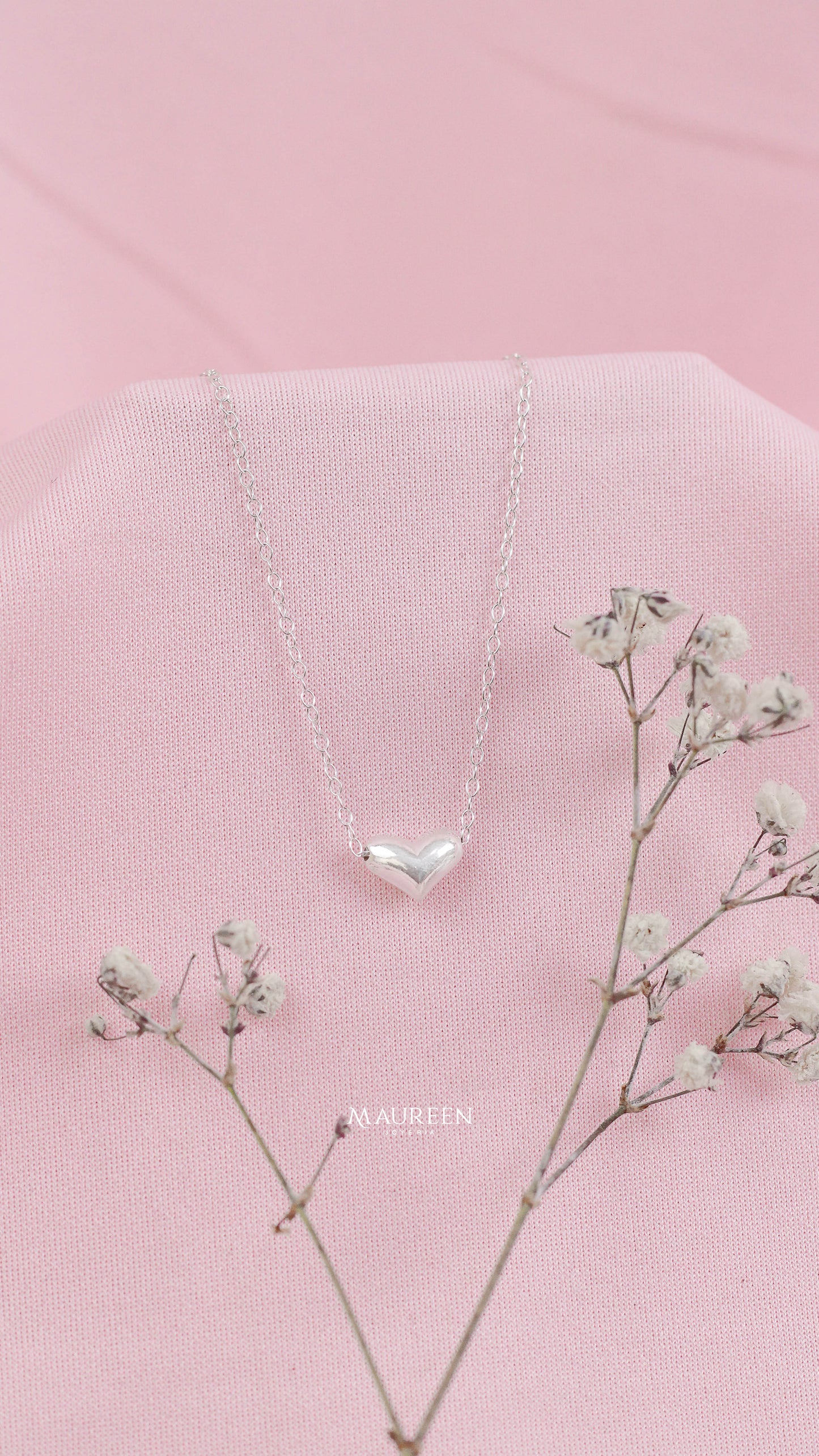 Collar corazon bombacho - Plata
