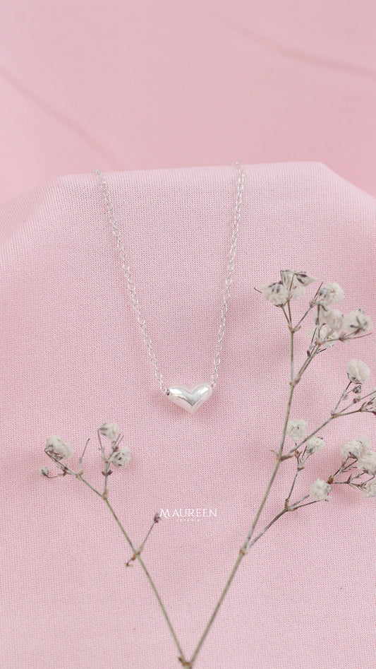 Collar corazon bombacho - Plata
