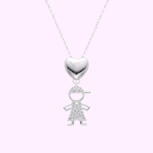 Collar niño corazon  - Plata