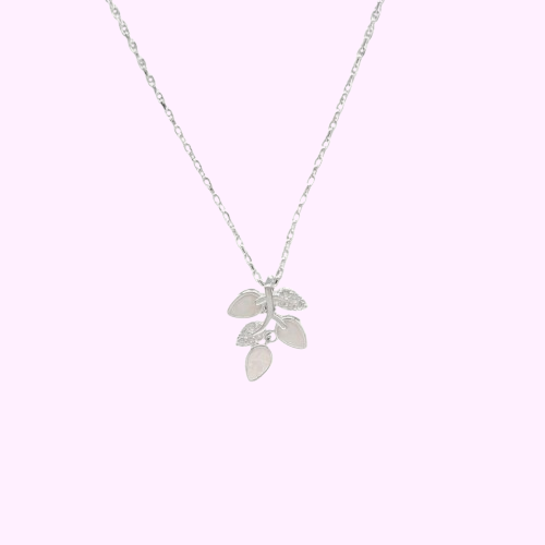 Collar hojas con nacar - Plata