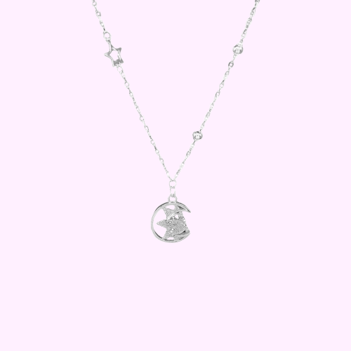 Collar luna y estrellas- Plata