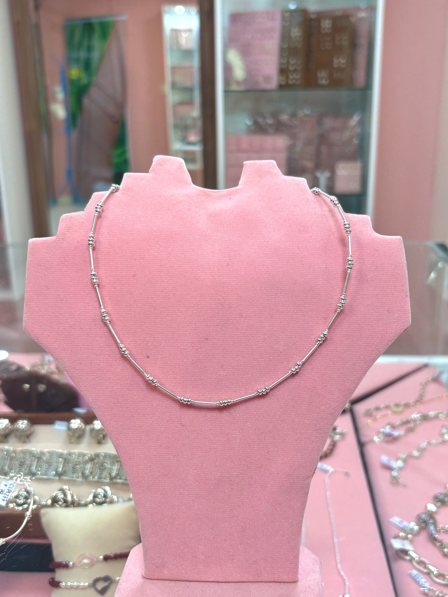 Chaquira mediana con tubos - Plata