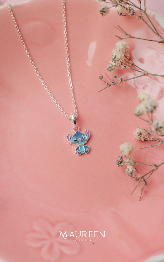 Collar Stich frontal esmaltado - Plata