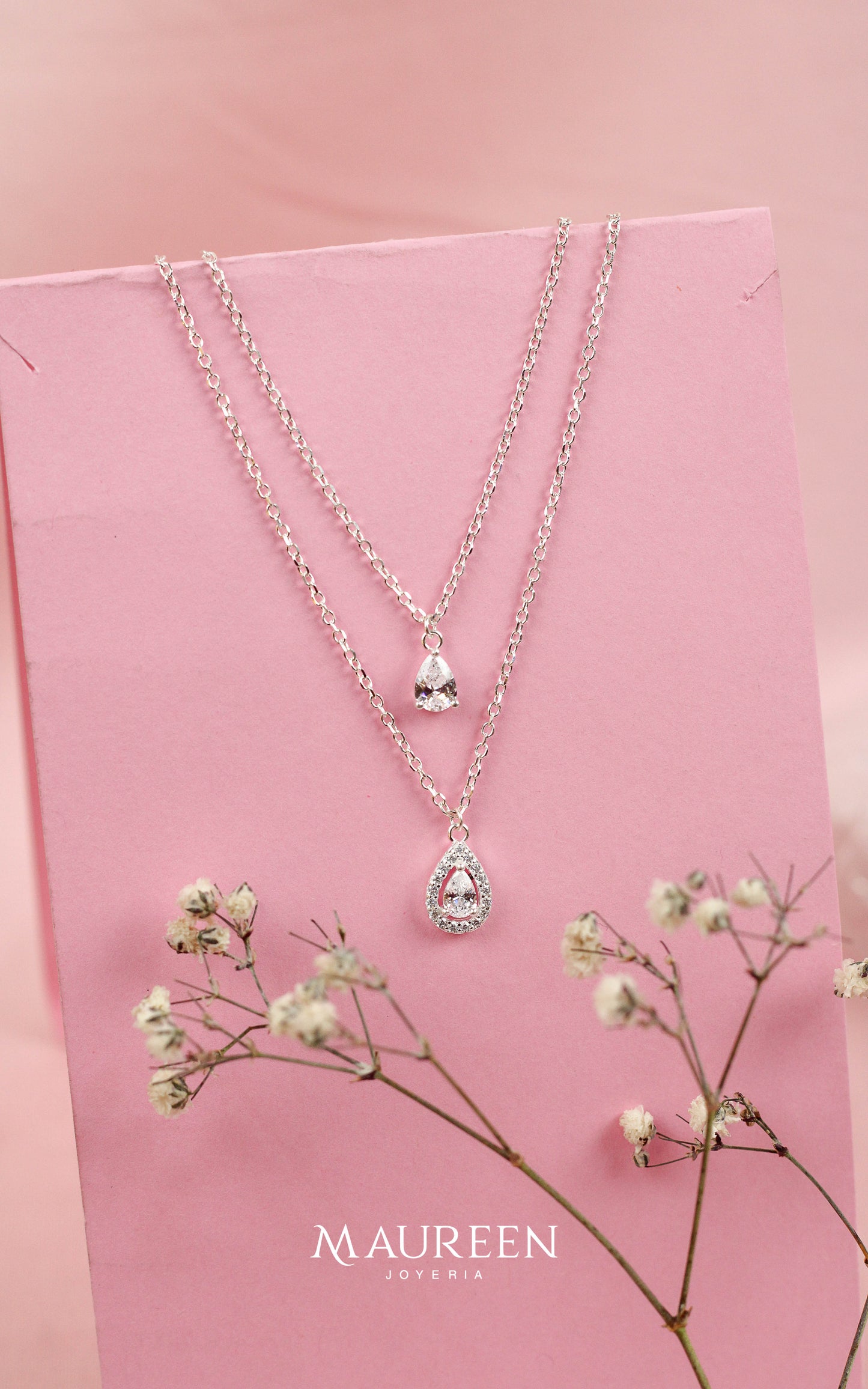 Collar doble cadena dije gota - Plata