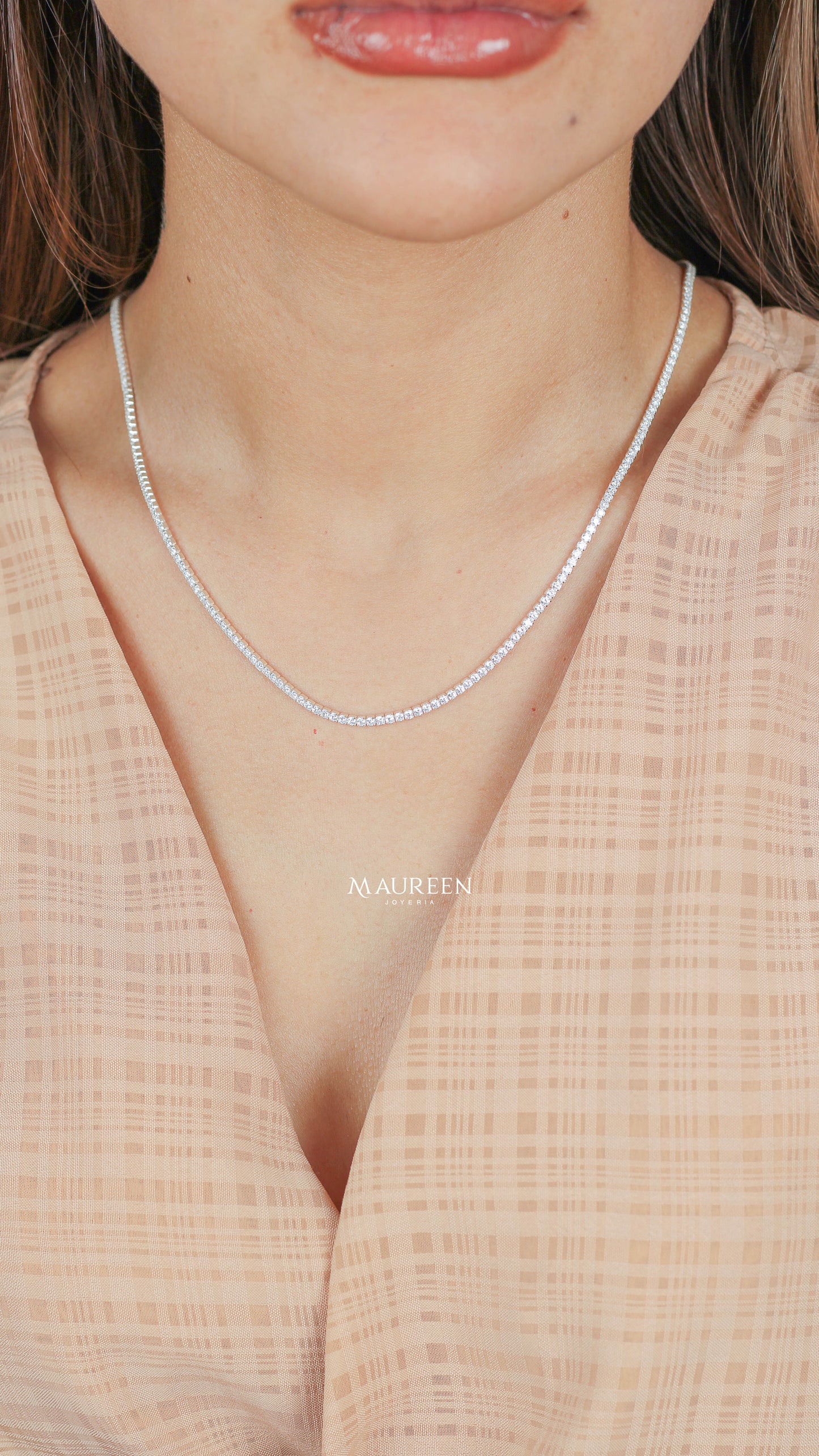 Collar tennis blancas - Plata