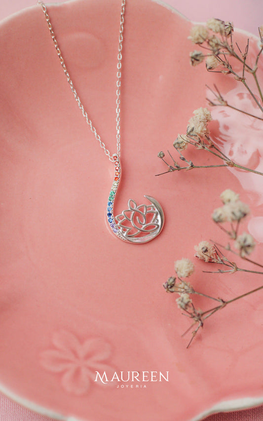 Collar 7 chakras forma gota  - Plata