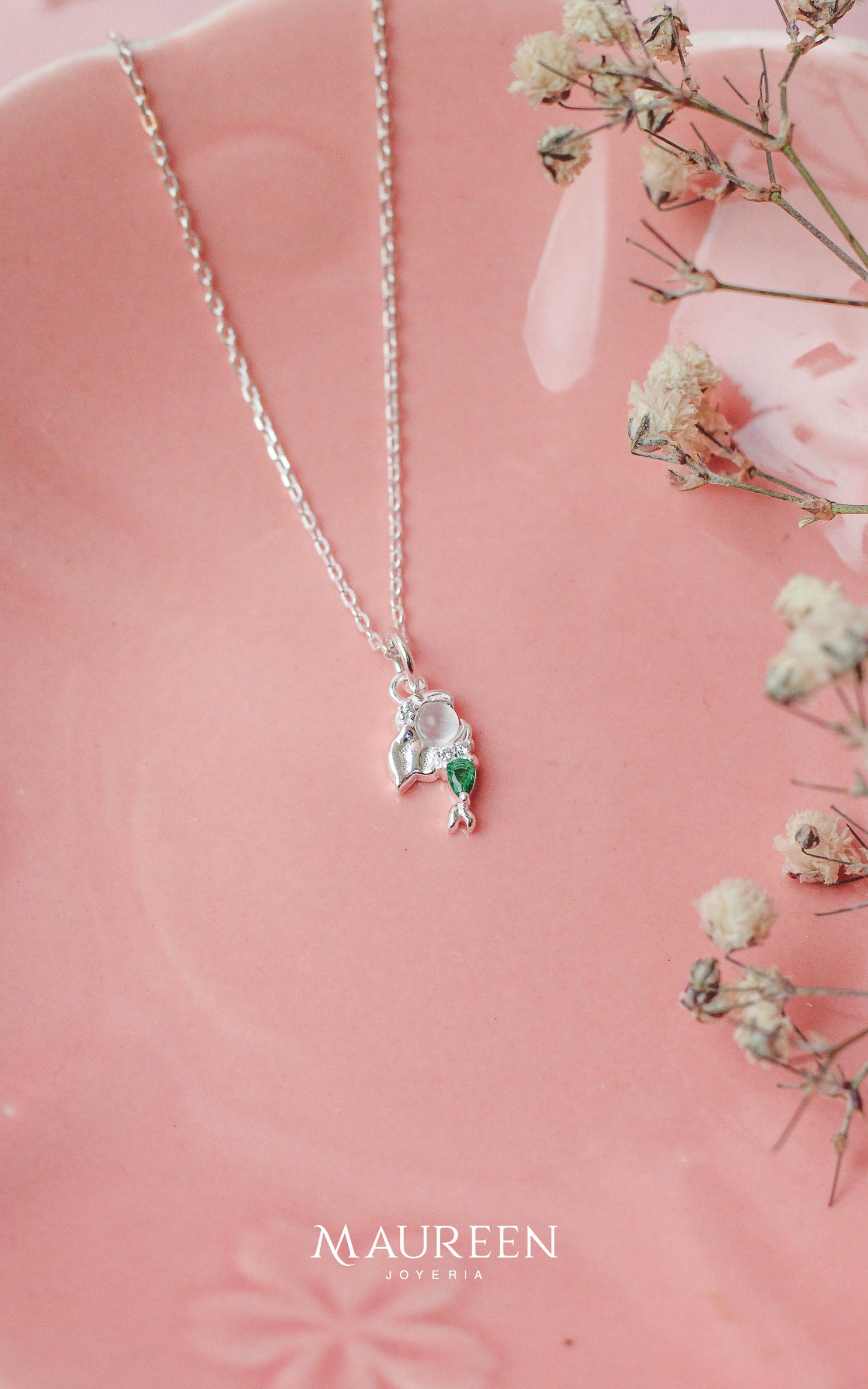 Collar de la sirenita con esmeralda - Plata