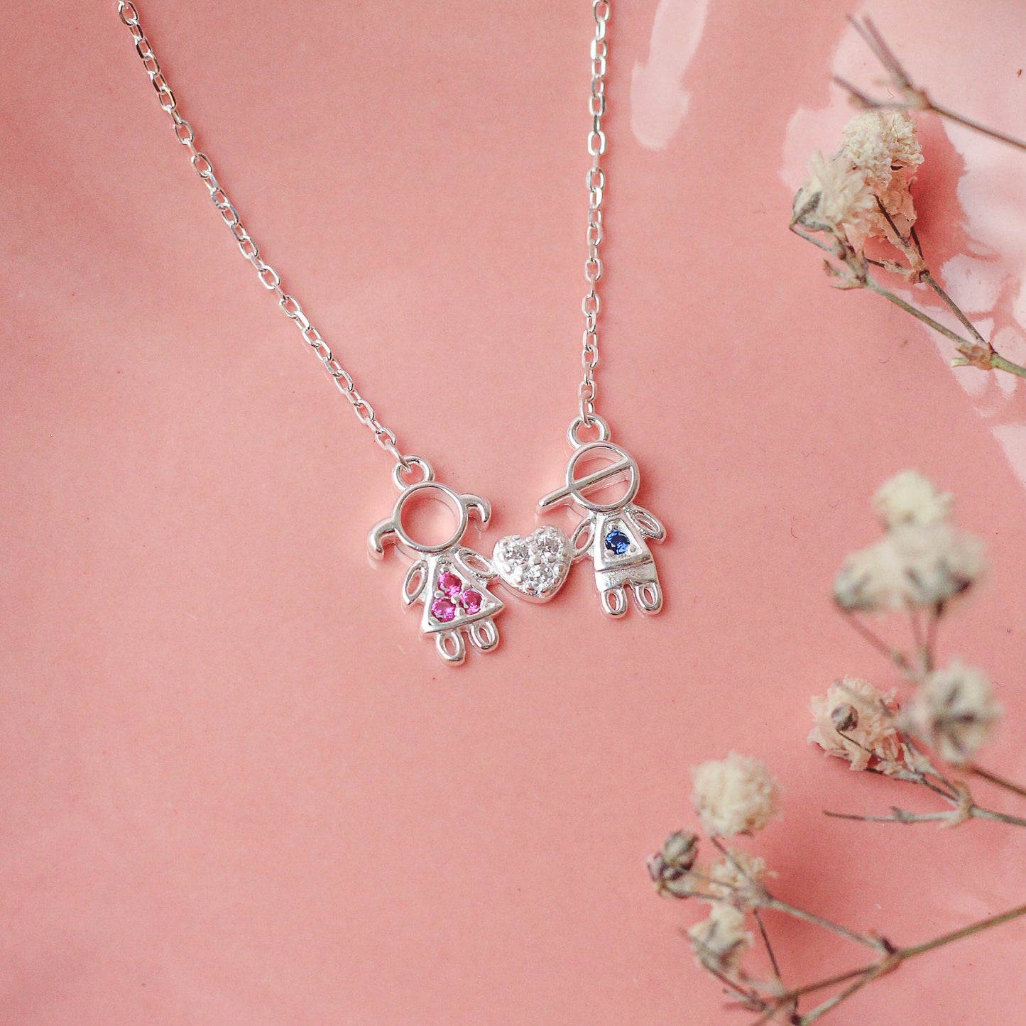 Collar niña, corazon, niño  - Plata