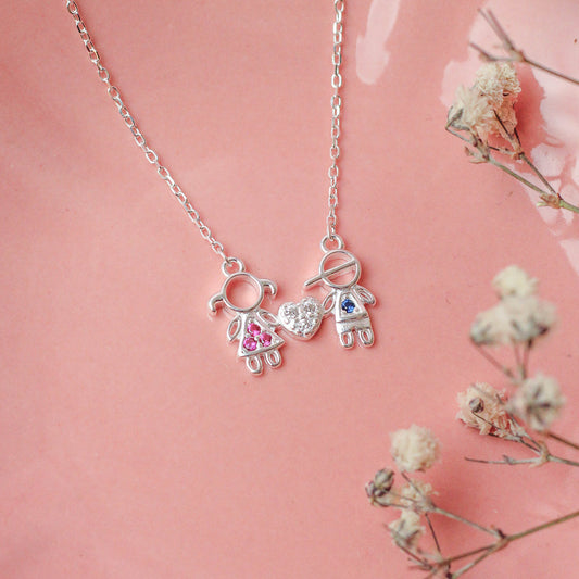 Collar niña, corazon, niño  - Plata
