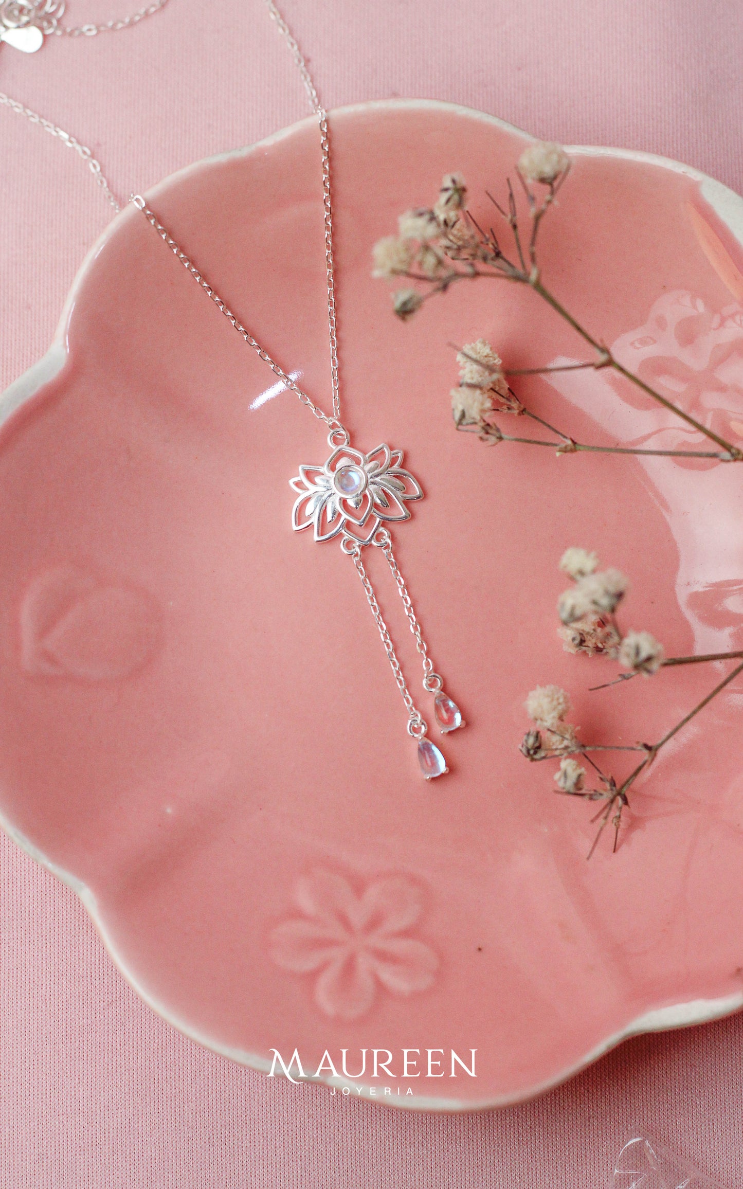 Collar flor de loto tornasol - Plata