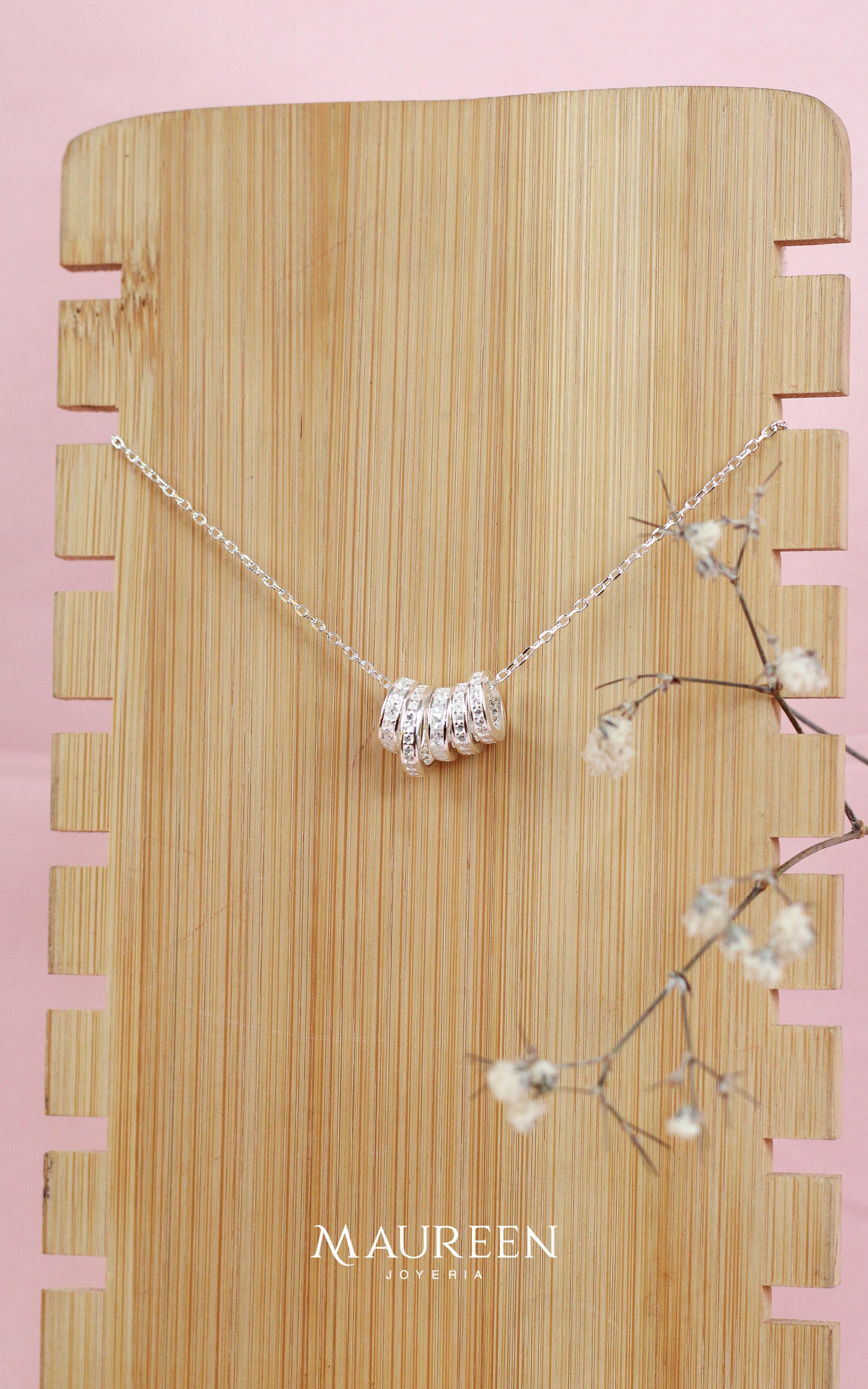 Collar argollas circones - Plata
