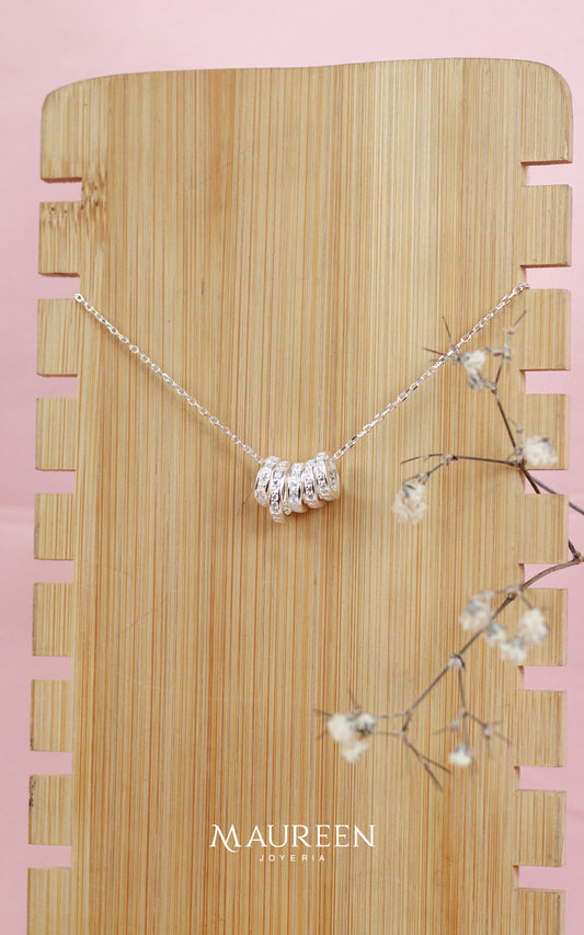 Collar argollas circones - Plata