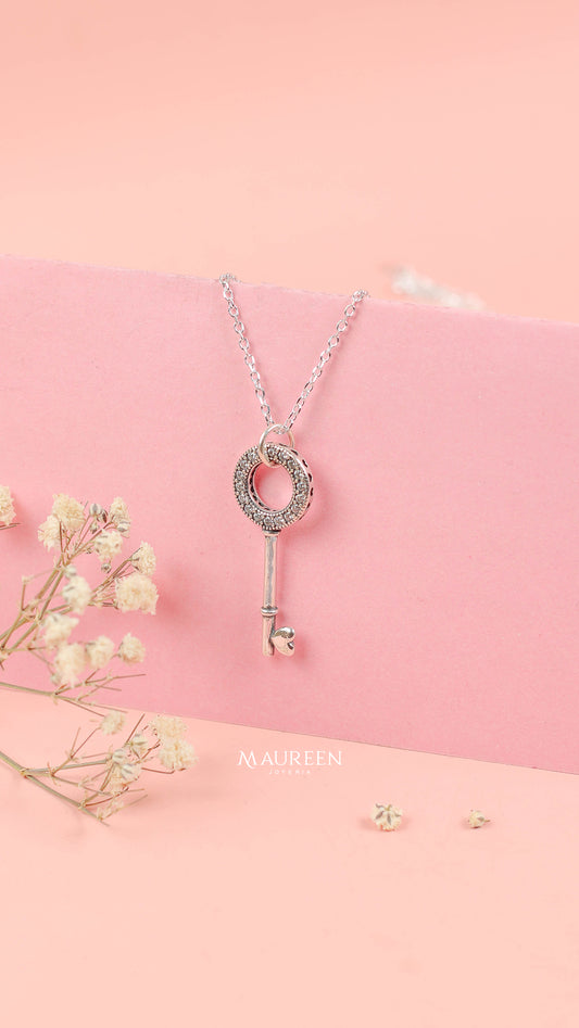 Collar llave con circones - Plata