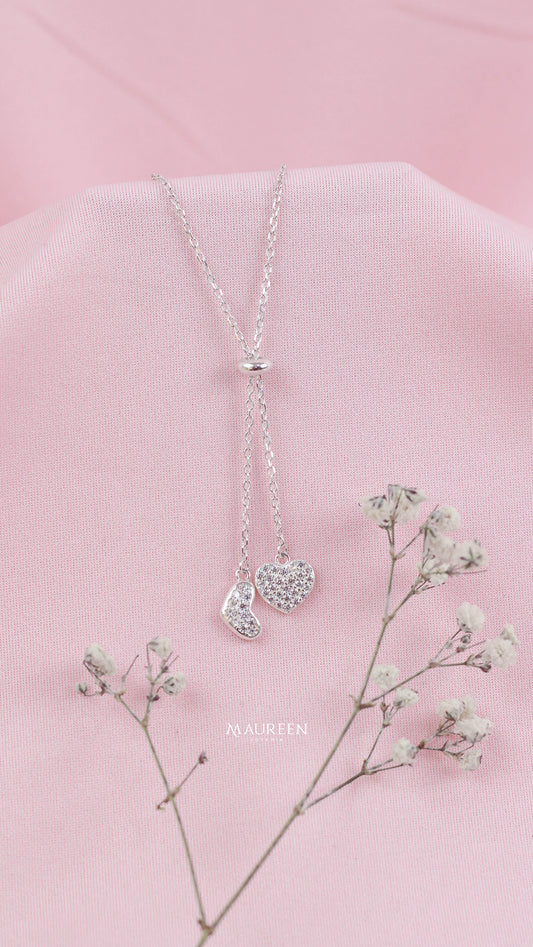 Collar ajustable corazones - Plata