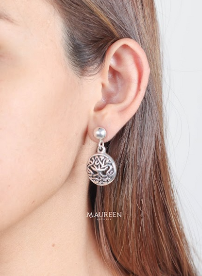 Arete arbol de la vida colgante electroformatura ramas - Plata